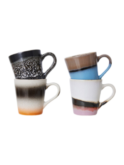 HK Living, 70s-ceramics espresso mugs funky set of 4