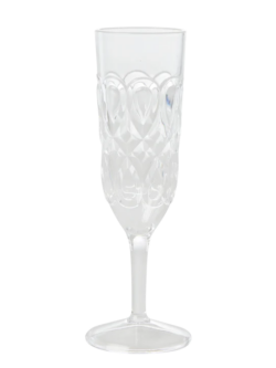 Rice, Acrylic champagne glass, swirly embosses detail, clear