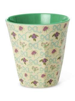 Rice Melamine cup, Bow and bouquet print