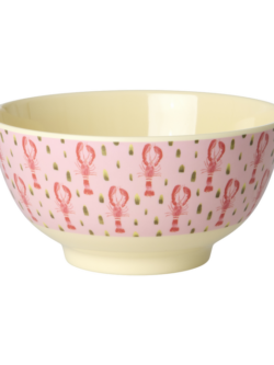 Rice, melamine bowl with pink lobster print