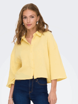 JDY Theis life crop shirt, pale banana