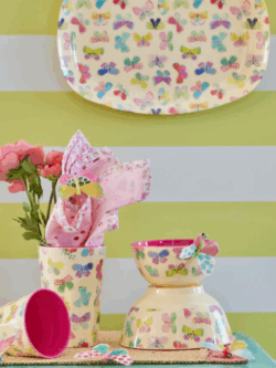 Rice , melamine plate with butterfly print