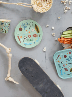Rice, melamine round plate, sports print