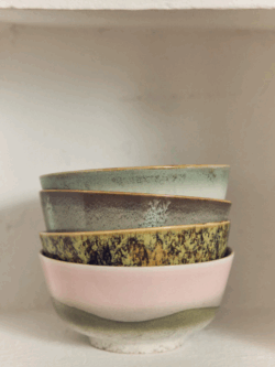 HK Living, 70s ceramic ramen bowl, verge, set of 2