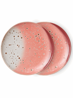HK Living, 70s ceramics dessert plates, lychee set of 2