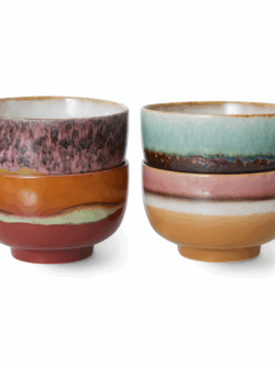 HK LIving, 70s ceramics noodle bowls, geyser, set of 4