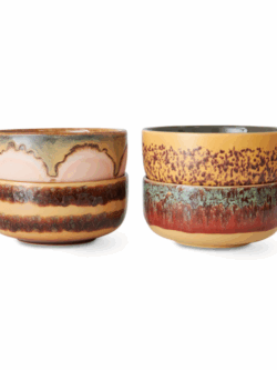 HK LIving, 70s ceramics dessert bowls, harbour, set of 4