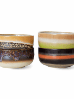 HK Living, 70s ceramics dessert bowls, humus, set of 4