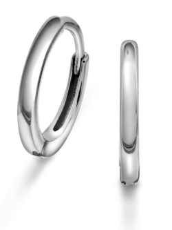 PAN, Øreringer i rhodinert sølv, d 15 mm, b 2 mm