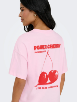 JDY, Carla oversize t-shirt, Pink lady/cherry - L