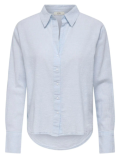 JDY, Mila loose linen shirt, Kentucky blue/cloud dancer