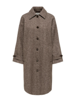 JDY, Vinga herringbone long coat, Chocolate tote