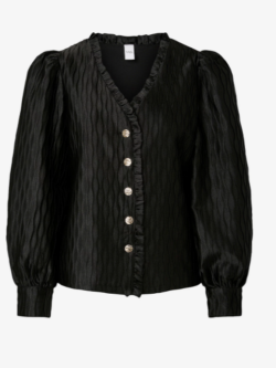 YAS, Ripple v-neck shirt, Black