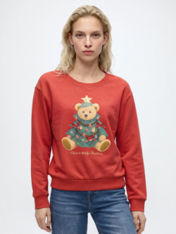 JDY, Jolly paris sweater, Mars red/teddy christmas