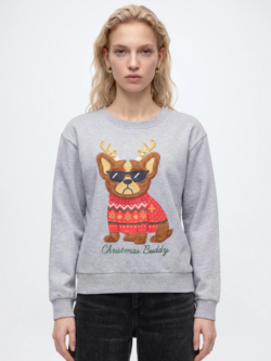 JDY, Jolly paris sweater, Light gray/Christmas